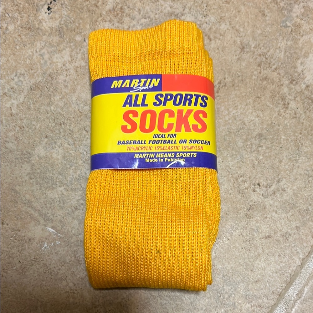 All Sports Yellow Baseball Socks - Baseball, Football or Soccer size 8 1/2 - 11